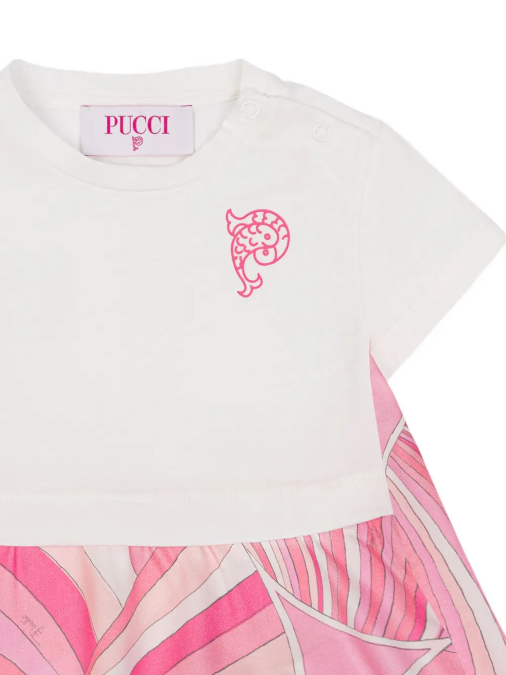 Pucci Junior Printed Short-sleeves Dress In White