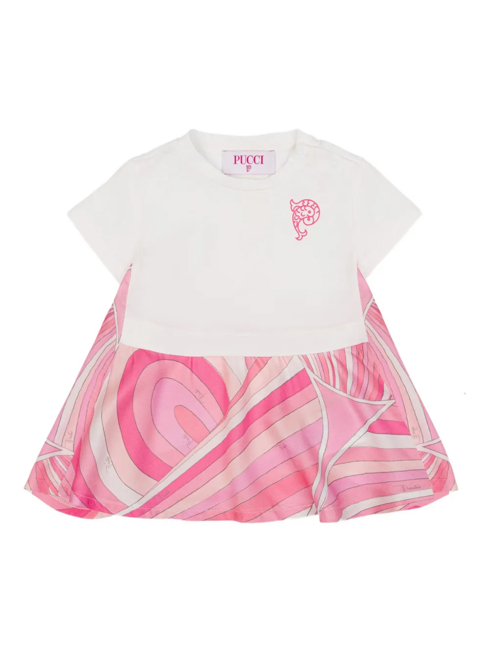 Pucci Junior Printed Short-sleeves Dress In White