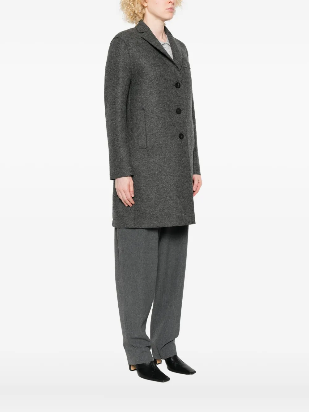 Harris Wharf London Button-front Pocket Coat In Gray
