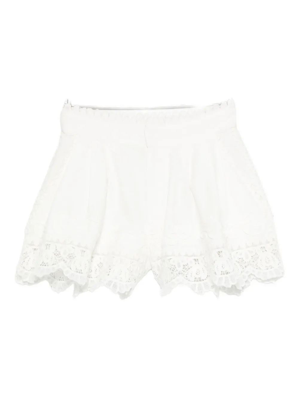 Sea lace-trimmed pleated shorts | White | Image 1
