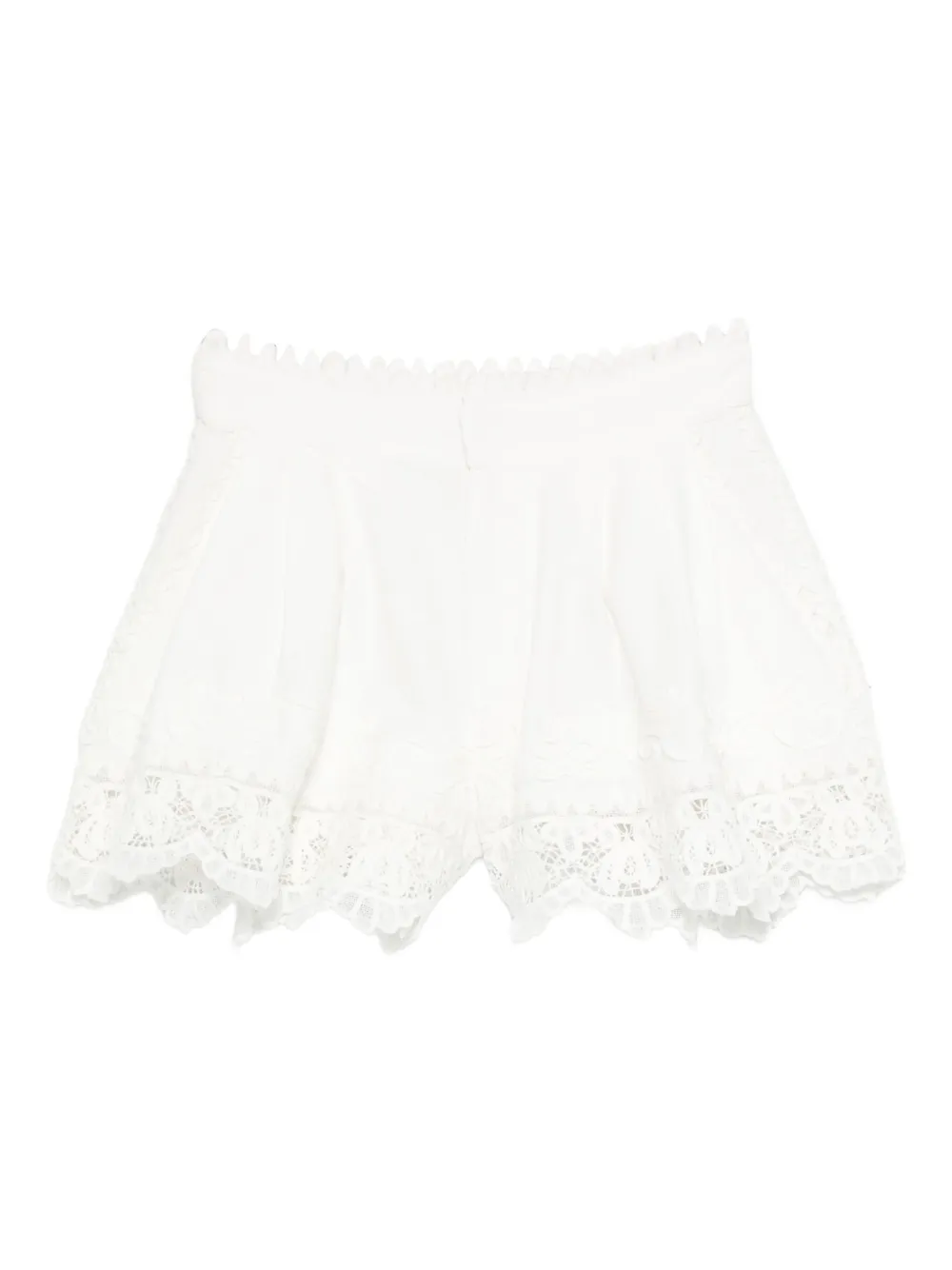 Sea lace-trimmed pleated shorts | White | Image 1