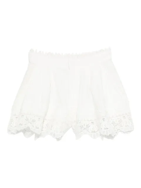 Sea lace-trimmed pleated shorts
