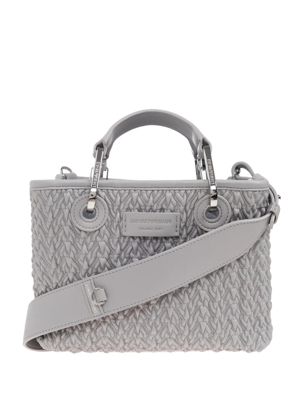 Emporio Armani quilted woven tote bag | Grey | Image 1
