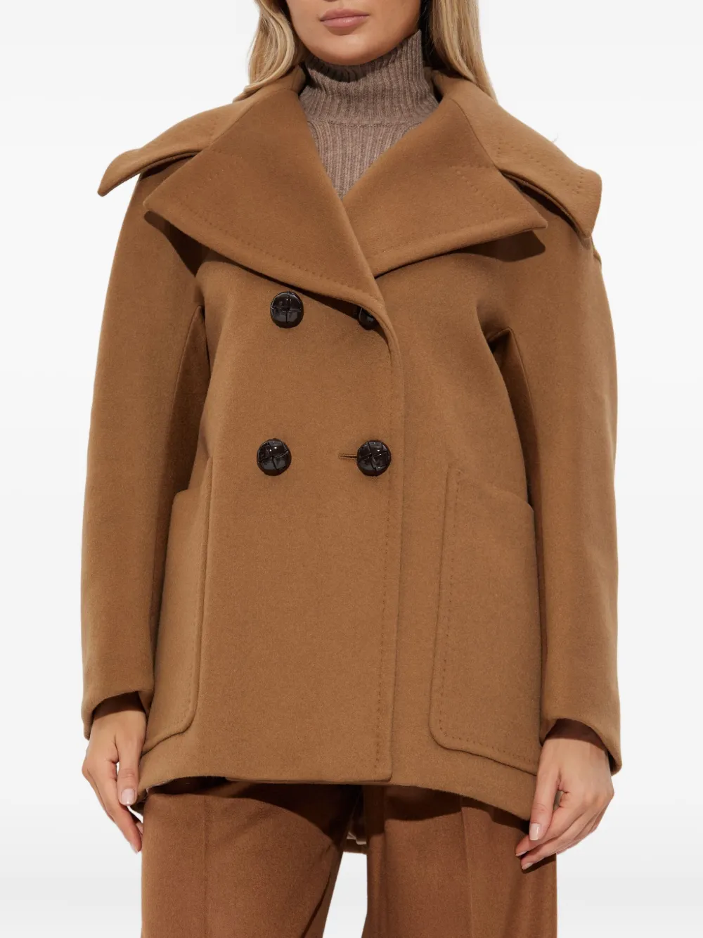 Max Mara Double-breasted Coat In Brown