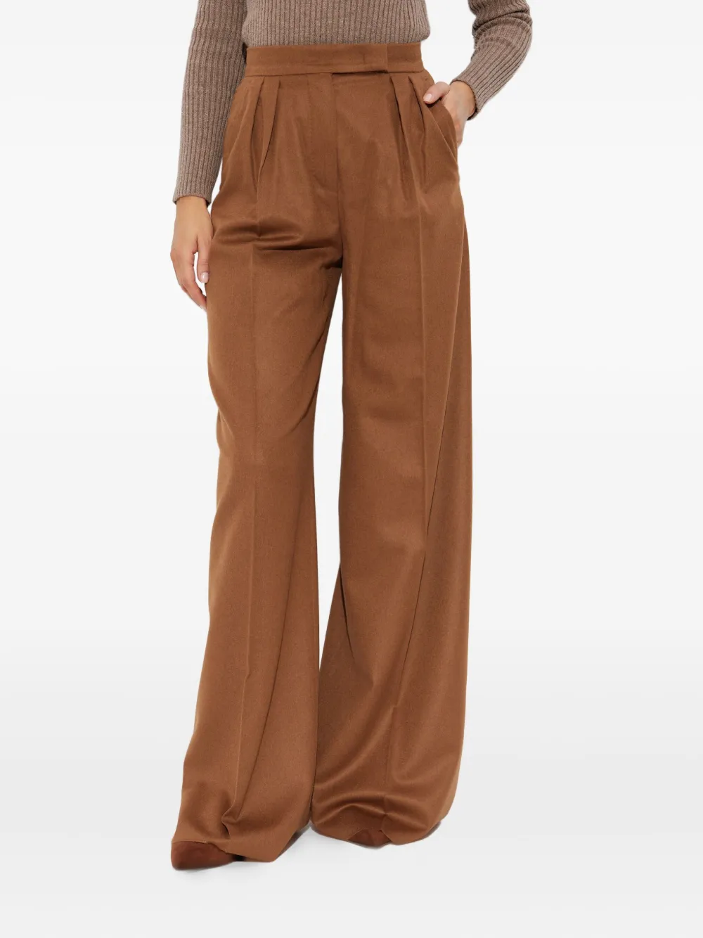 Max Mara Broek met geplooide voorkant Bruin
