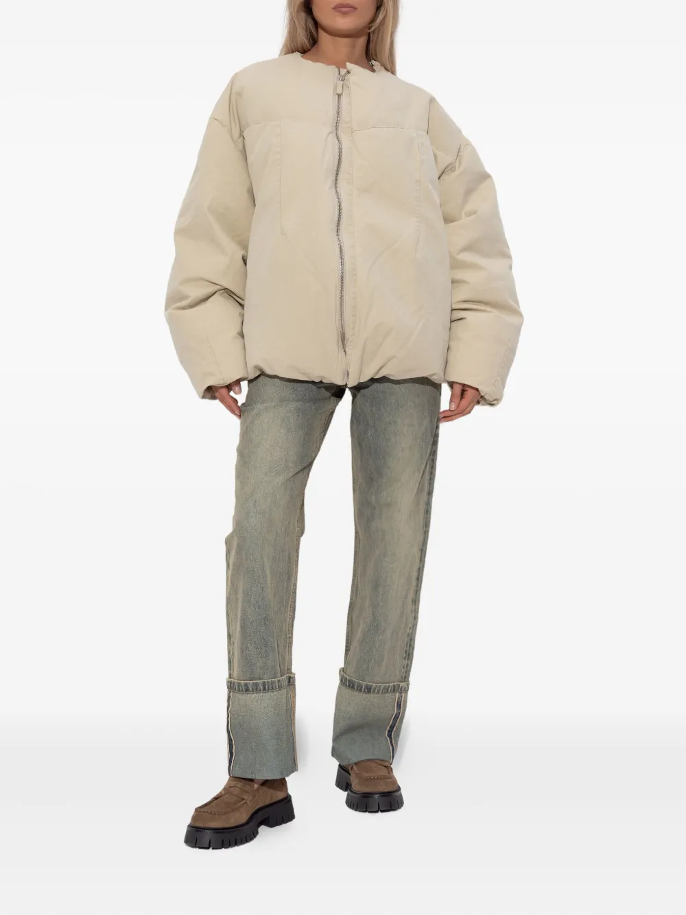 Entire Studios Puffer Zip-front Jacket In Neutral