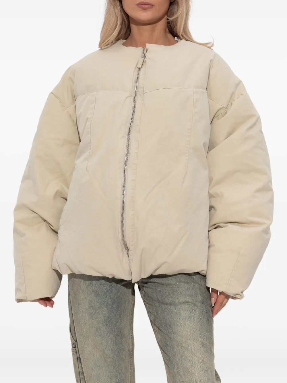 Entire Studios Puffer Zip-front Jacket In Neutral