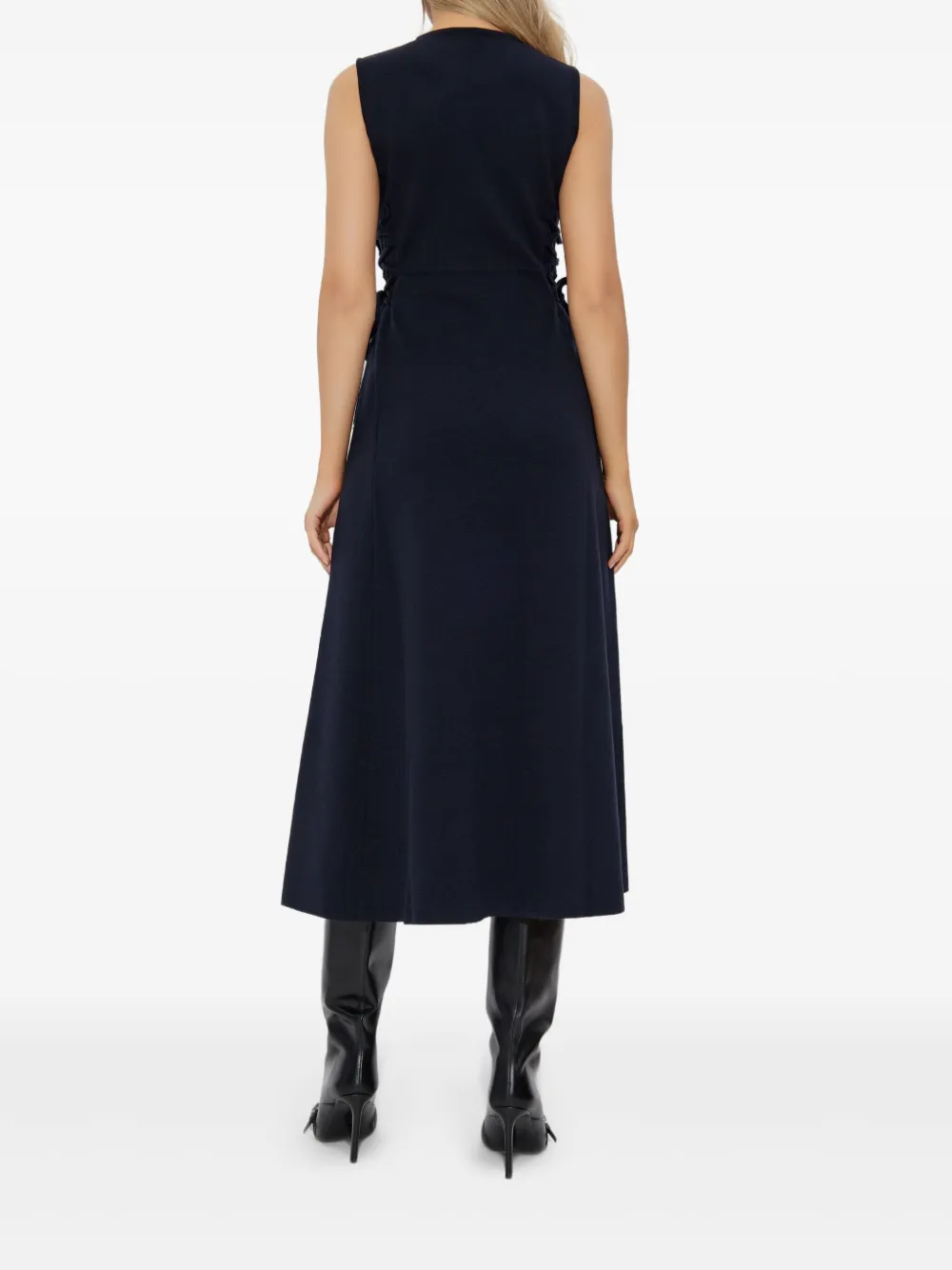 Max Mara Sleeveless Midi Dress Featuring Side Ties In Blue