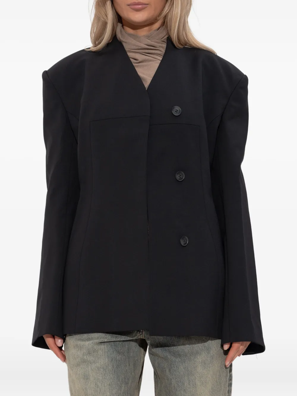 Entire Studios Button-fastening Double-breasted Coat In Black