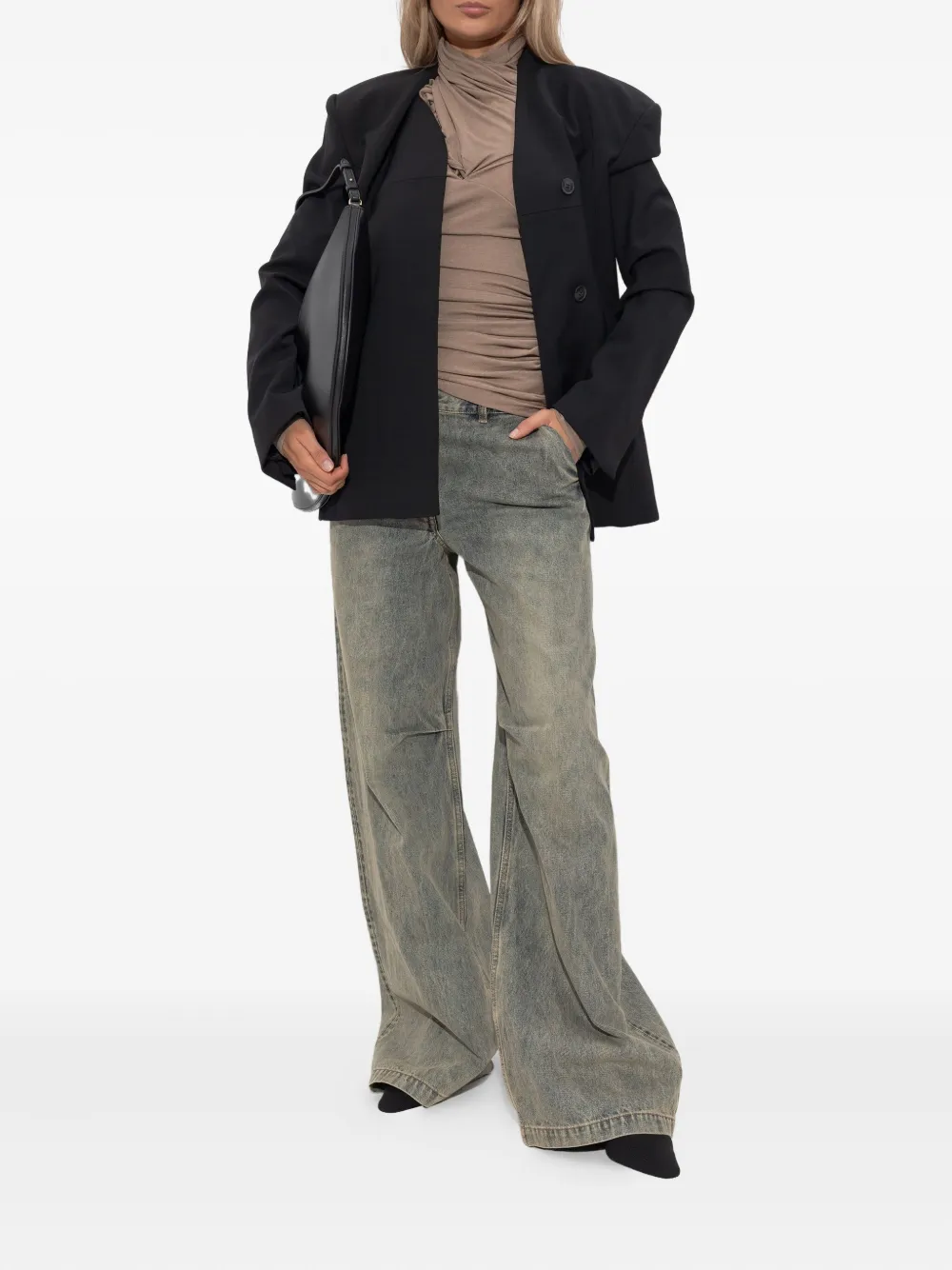 Entire Studios Button-fastening Double-breasted Coat In Black