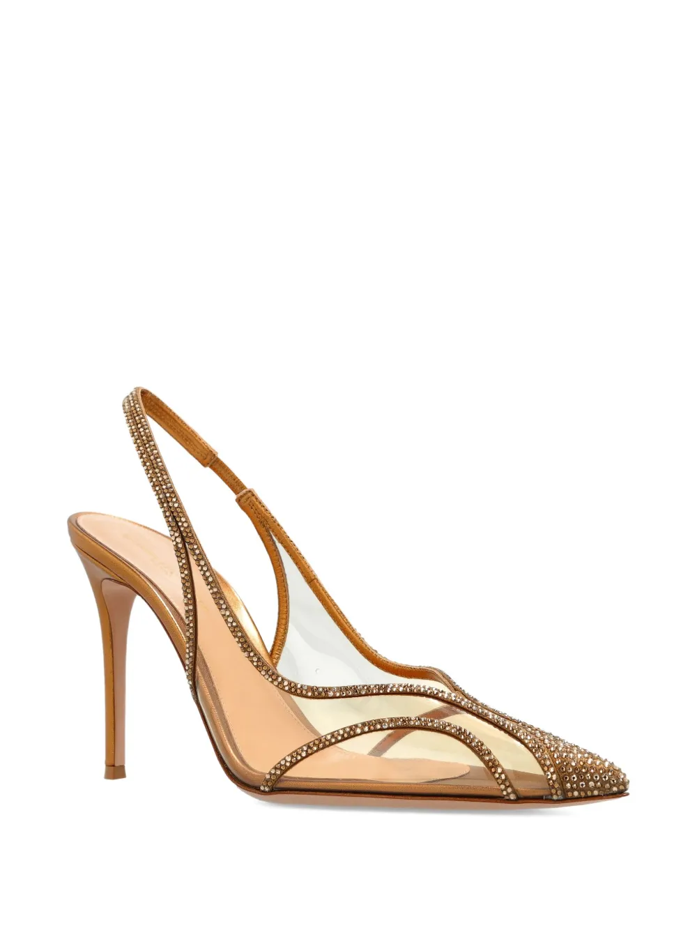 Gianvito Rossi 95 mm slingback pumps verfraaid met kristallen Goud