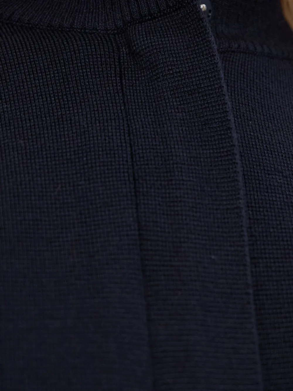 Max Mara Merino Wool Bomber Jacket With High Collar In Blue