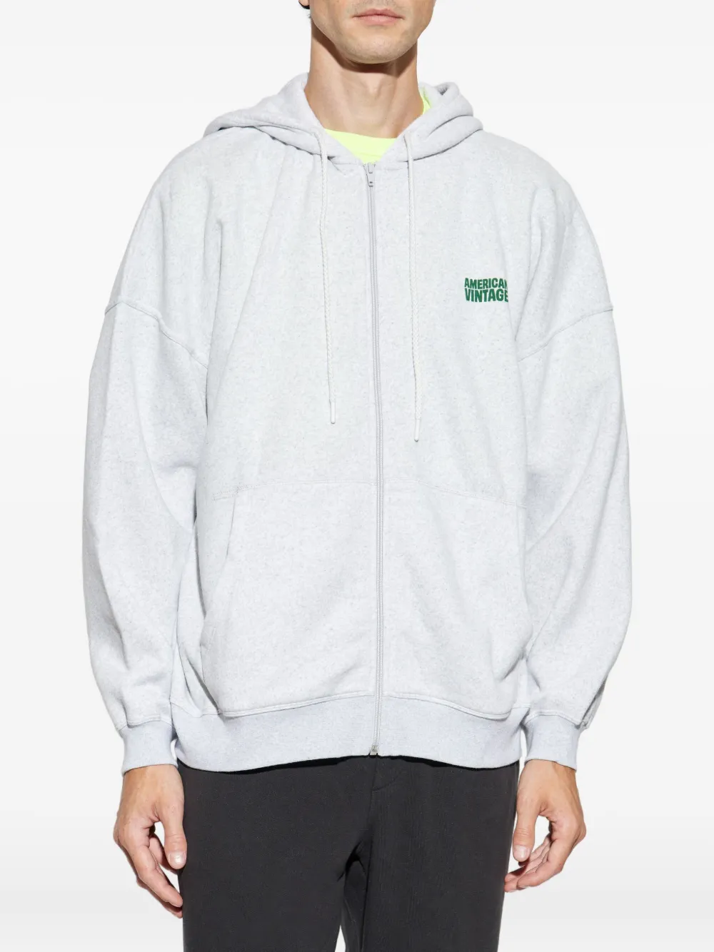 American Vintage Hoodie met geborduurd logo Grijs