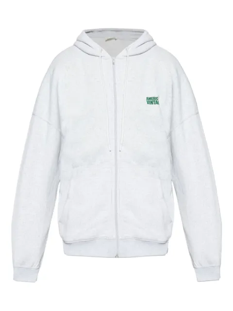 American Vintage logo-embroidered zip-up hoodie
