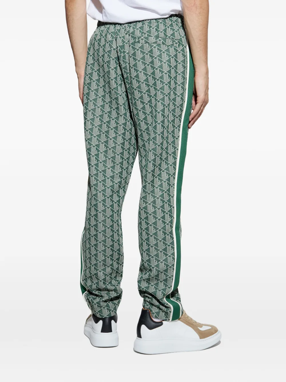 Lacoste Broek met geometrisch patroon en zijstreep Groen