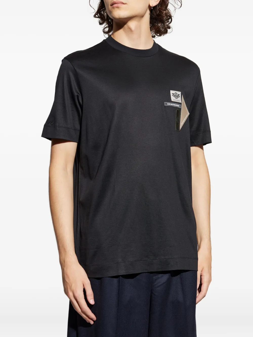 Emporio Armani Logo-patch Crewneck T-shirt In Black