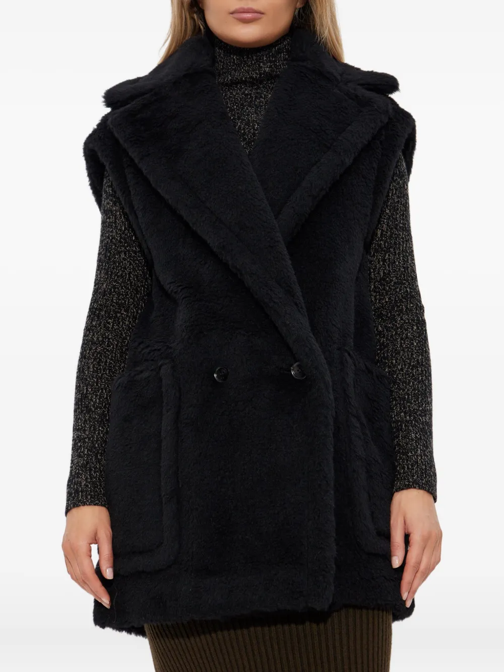 Max Mara Teddy Vest In Alpaca And Wool In Black