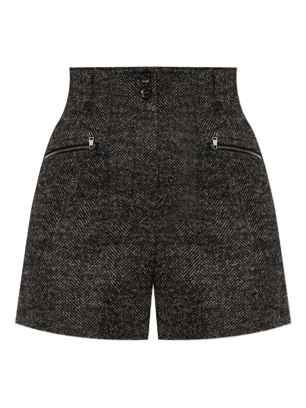Max Mara Bolzano Herringbone High-waisted Shorts In Brown