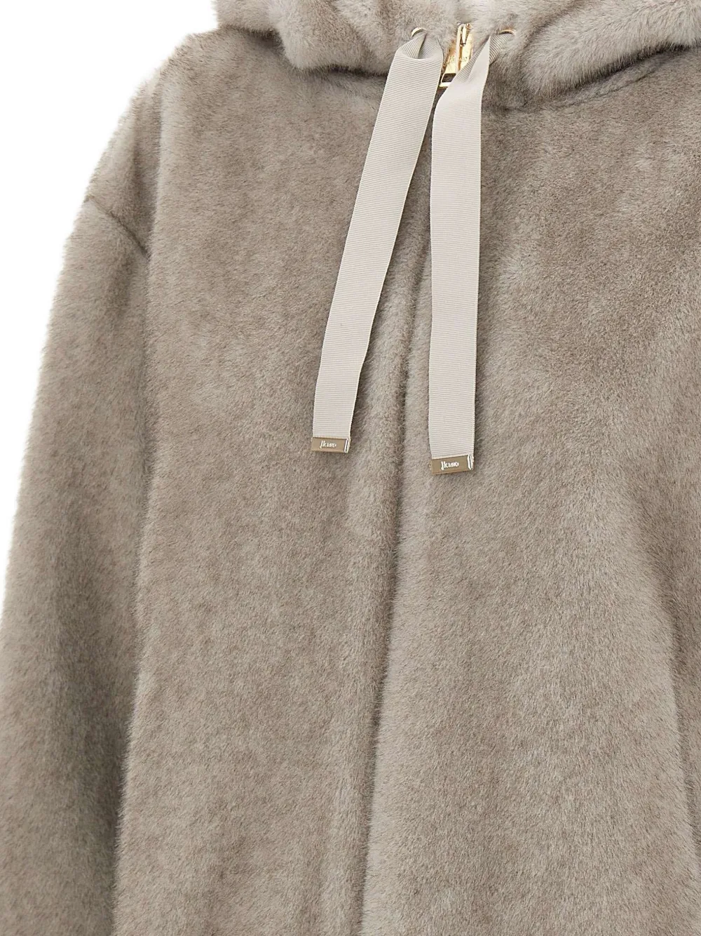 Herno Drawstring-hood Zip-front Jacket In Neutral