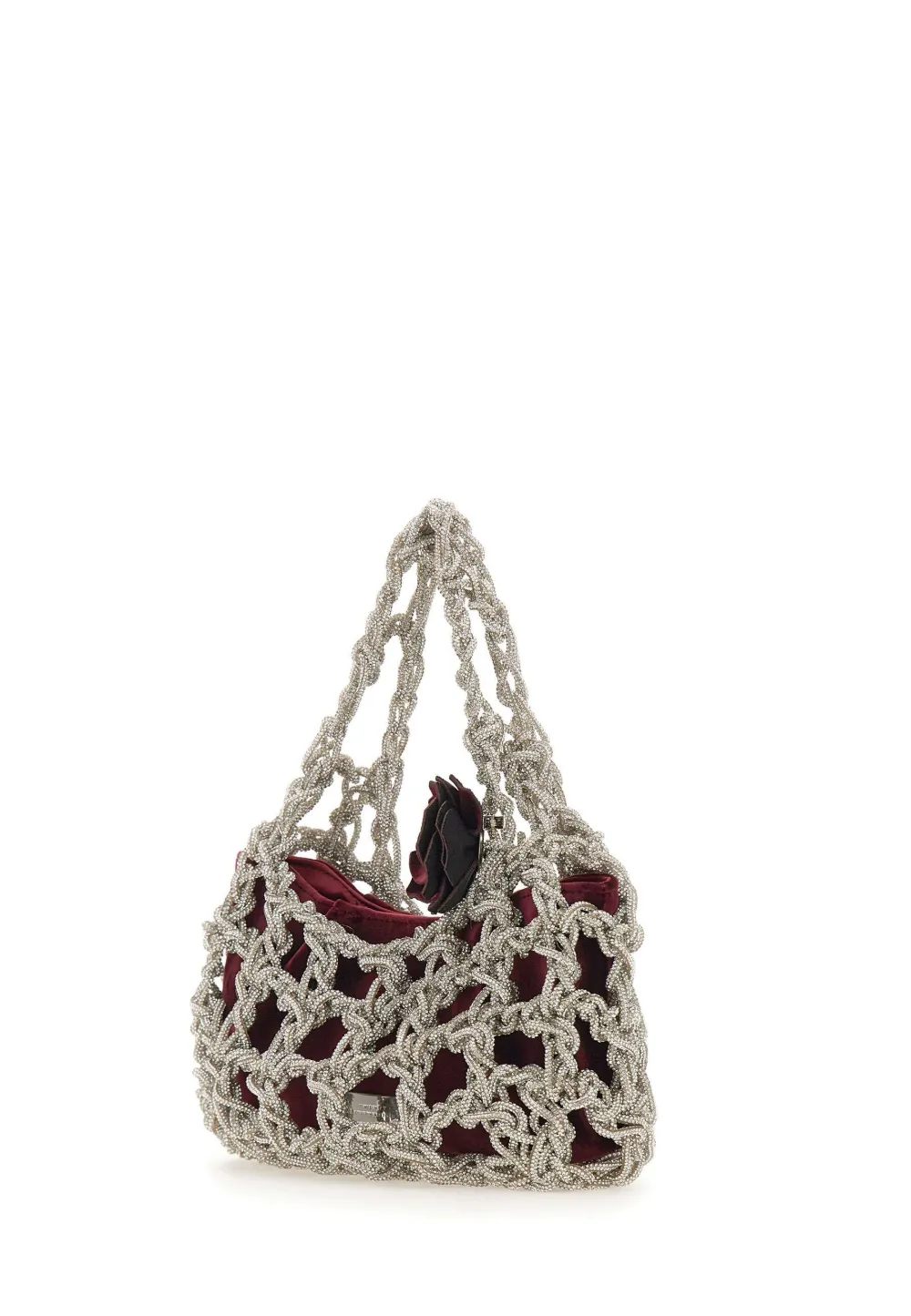 Twenty Four Haitch Small Rhinestone-embellished Velvet Tote Bag In Silver