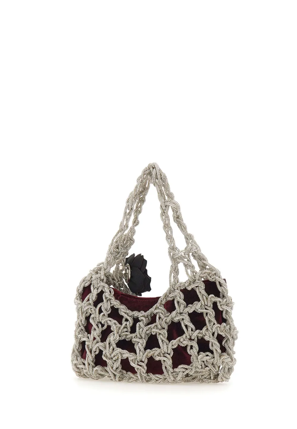 Twenty Four Haitch Small Rhinestone-embellished Velvet Tote Bag In Silver