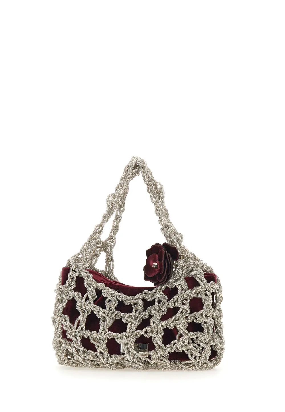 Twenty Four Haitch Small Rhinestone-embellished Velvet Tote Bag In Silver