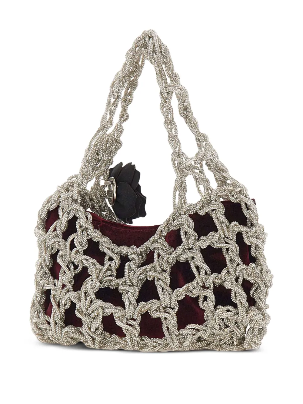 TWENTY FOURHAITCH Fluwelen shopper verfraaid met stras - Zilver