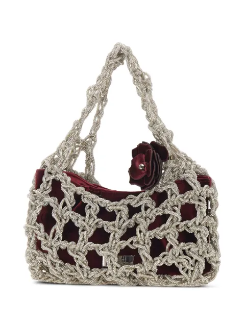TWENTY FOURHAITCH small rhinestone-embellished velvet tote bag