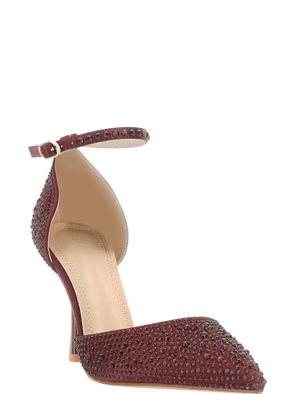 Twenty Four Haitch 90mm Rhinestone-embellished Ankle-strap Pumps In Red