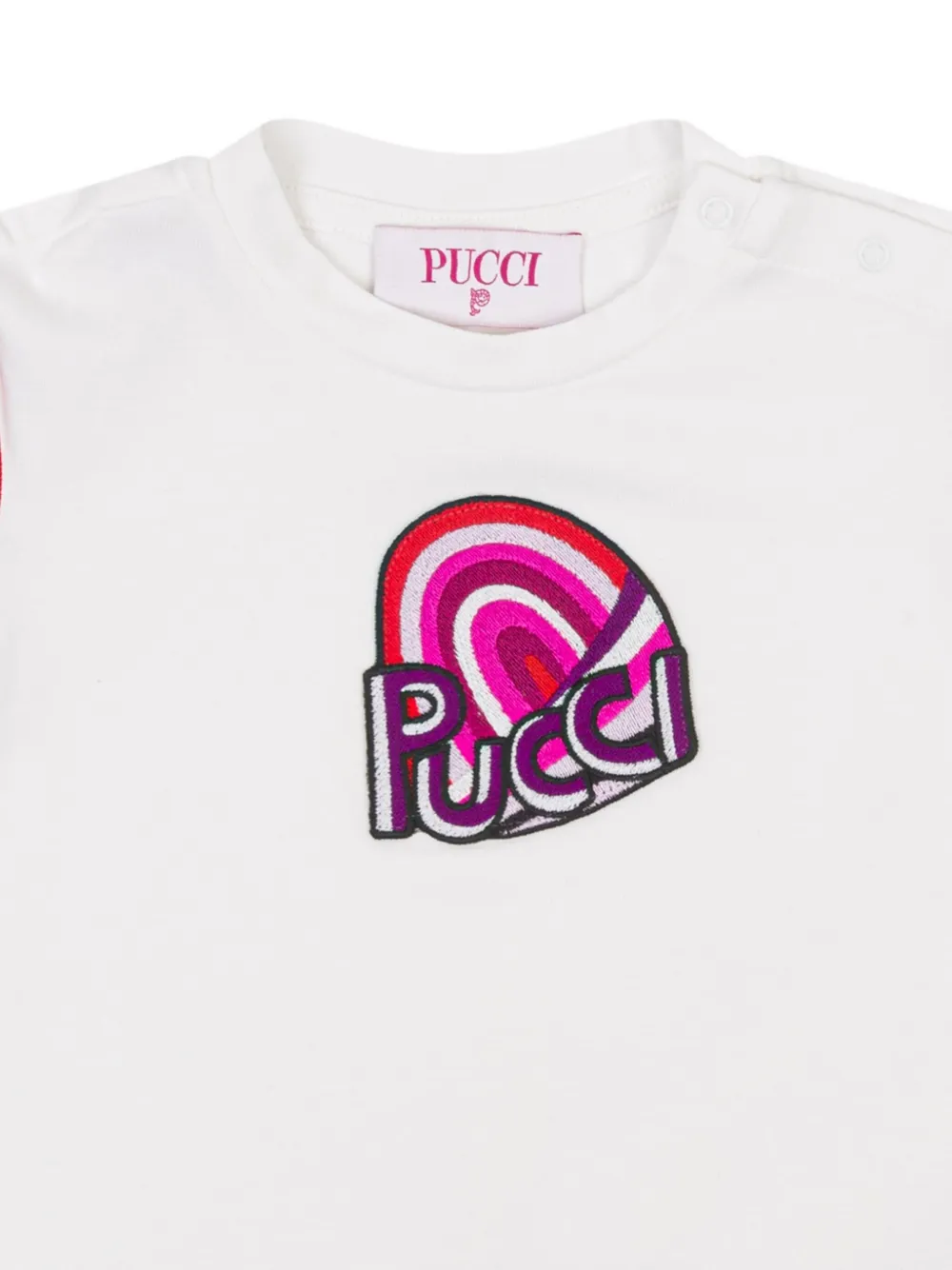 Pucci Junior Appliqué Sleeve Top In White