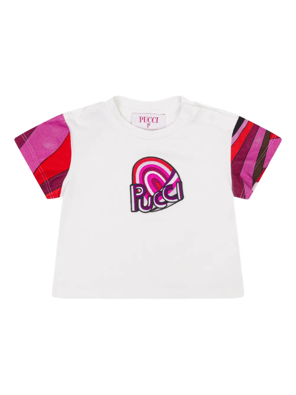 Pucci Junior Appliqué Sleeve Top In White