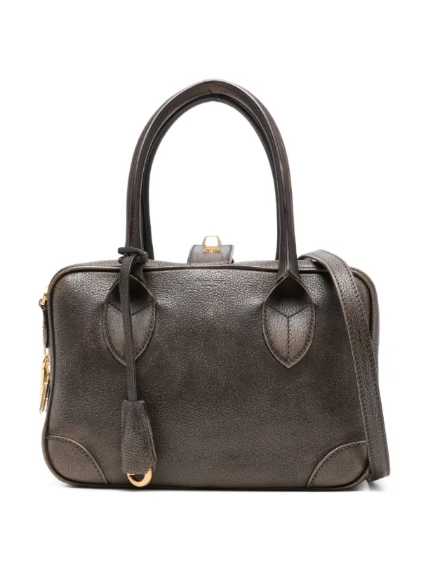 Golden Goose Vita Bag in Brown Vintage Leather with Gold Details
