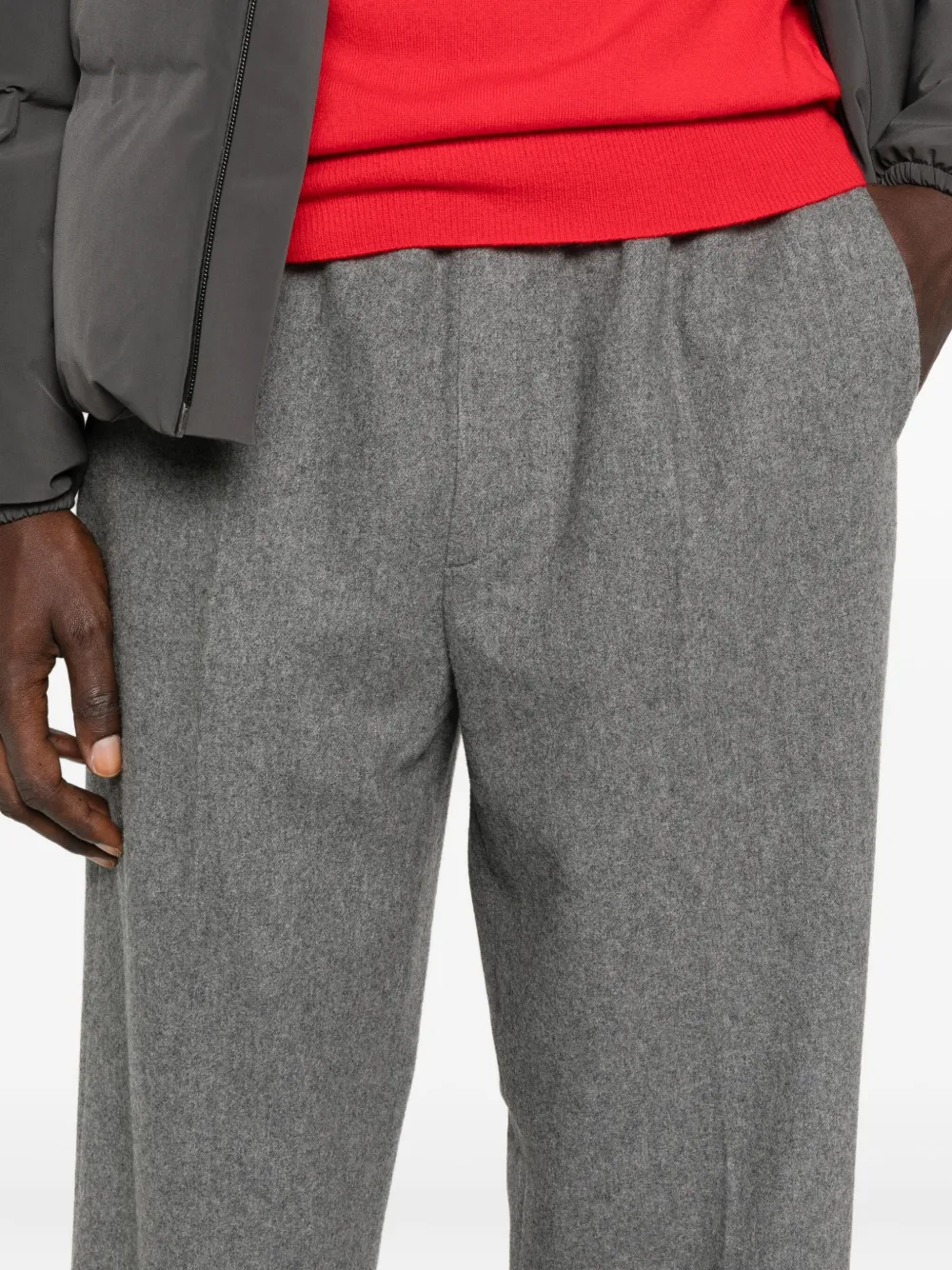 Cellar Door Elastic-waist Wool Trousers In Gray