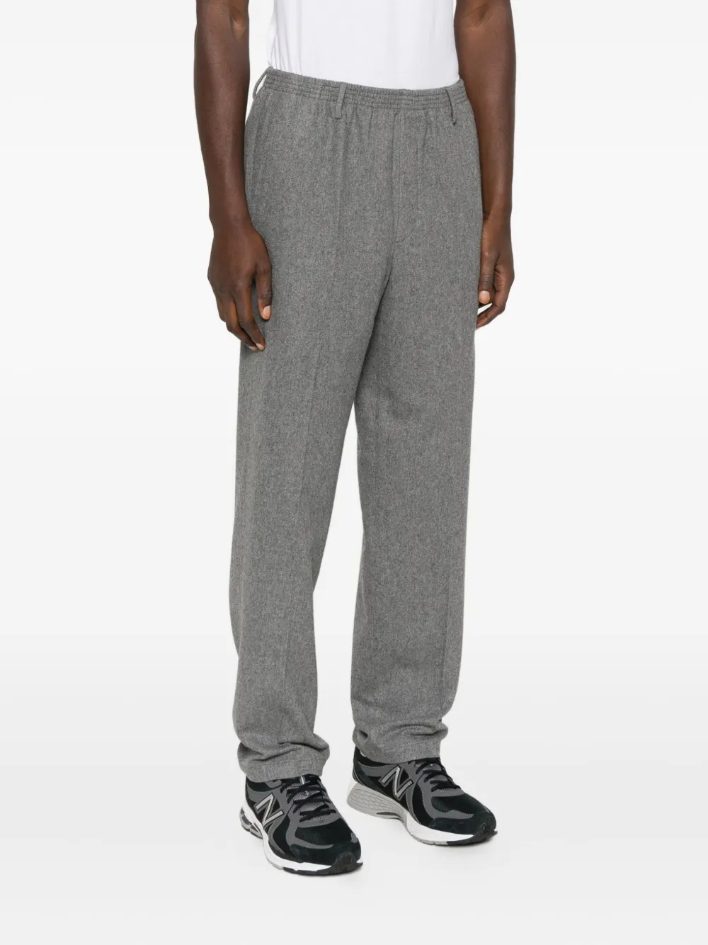 Cellar Door Elastic-waist Wool Trousers In Gray