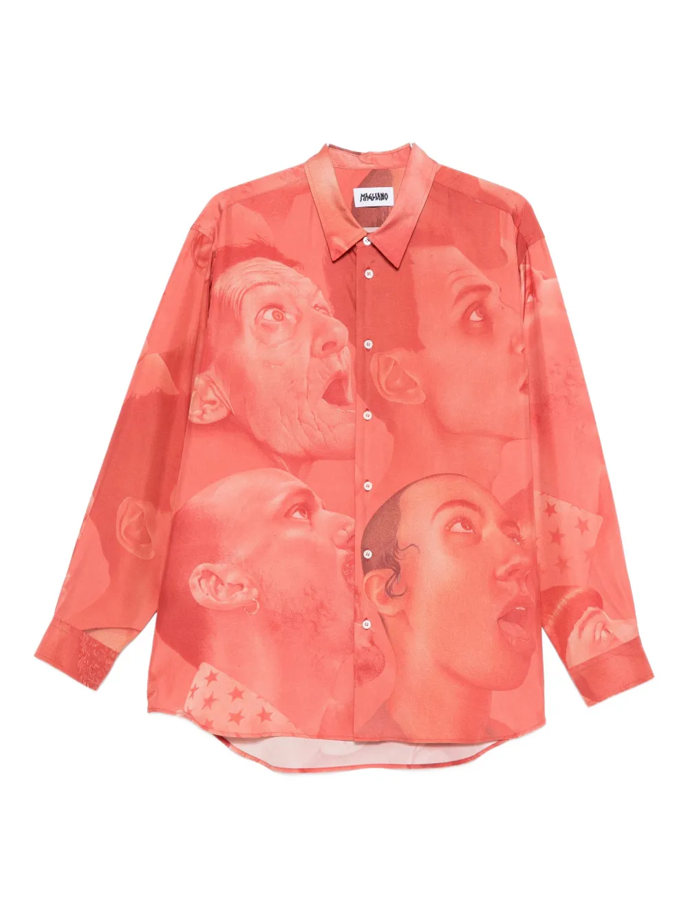 Magliano Portrait-print Silk Shirt In Red