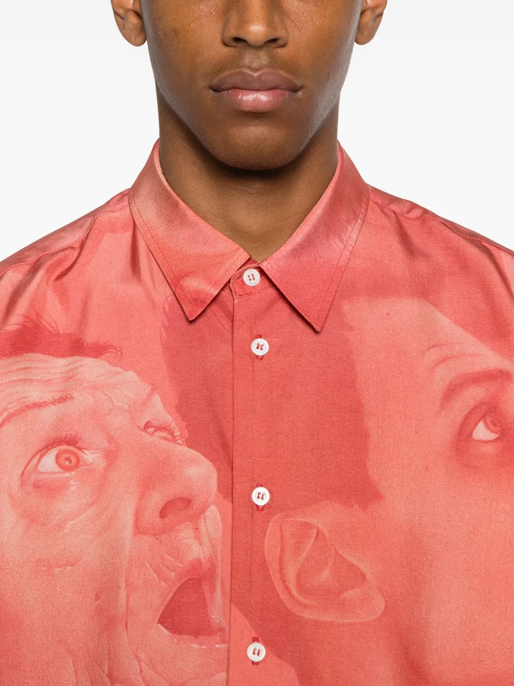 Magliano Portrait-print Silk Shirt In Red