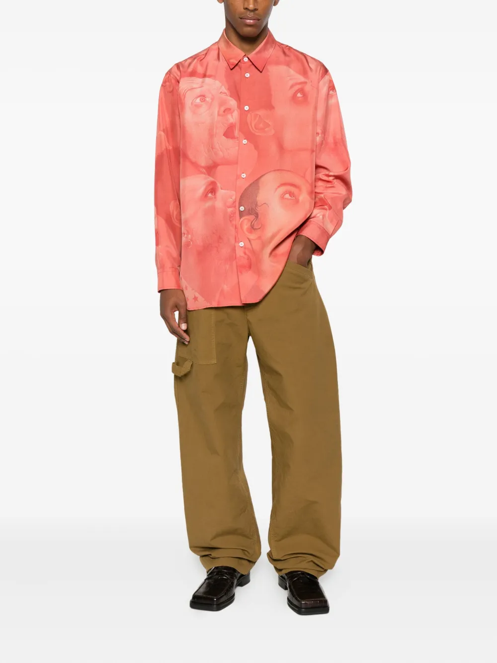 Magliano Portrait-print Silk Shirt In Red