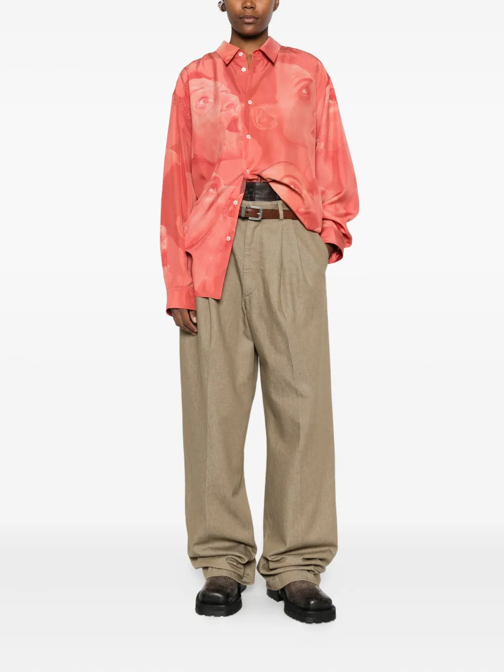 Magliano Portrait-print Silk Shirt In Red