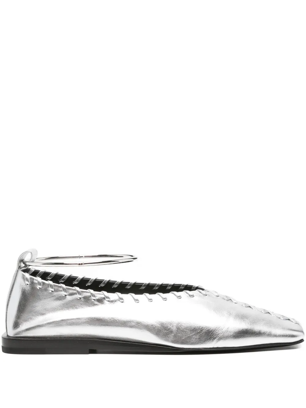 Jil Sander ankle-bracelet ballet flats SKY GREY SILVER