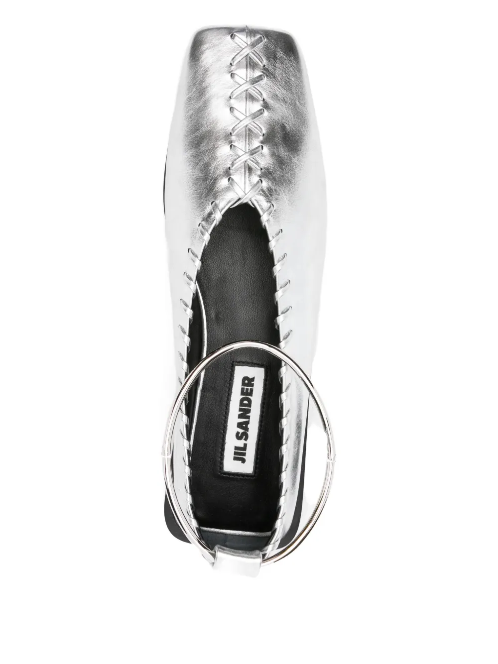 Jil Sander ankle-bracelet ballet flats SKY GREY SILVER
