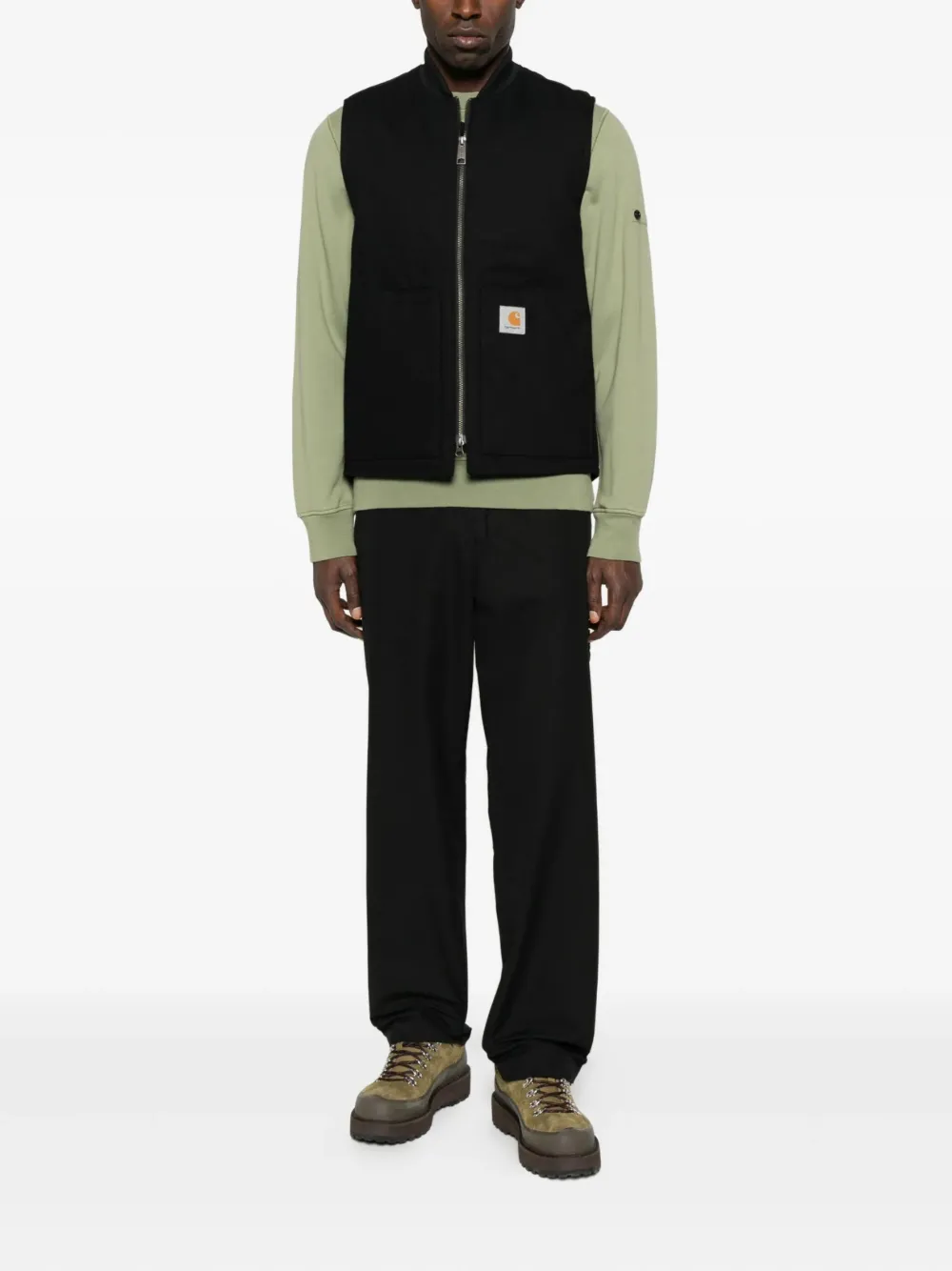 Carhartt WIP Gilet met opgestikte zak en rits Zwart