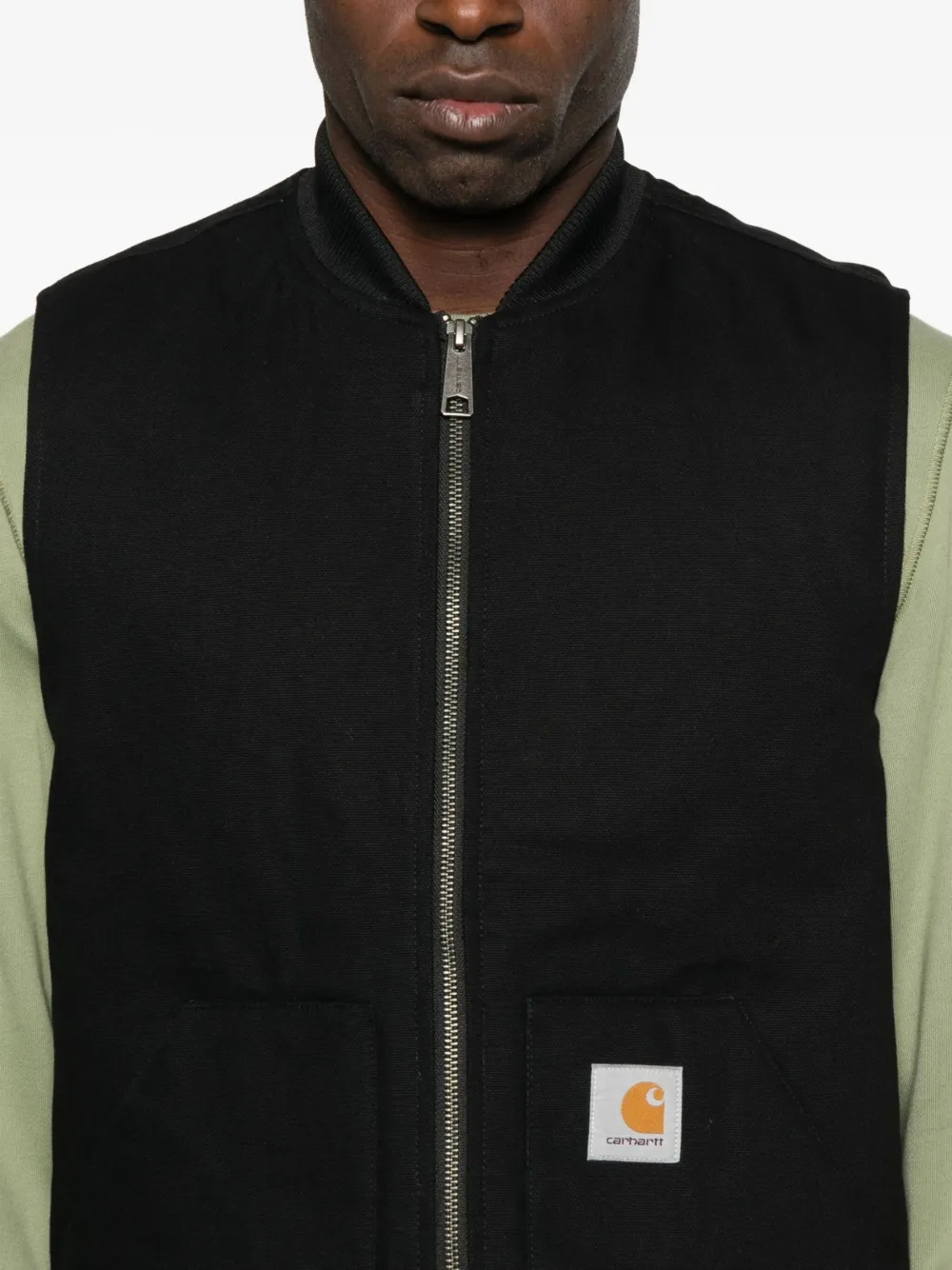 Carhartt WIP Gilet met opgestikte zak en rits Zwart