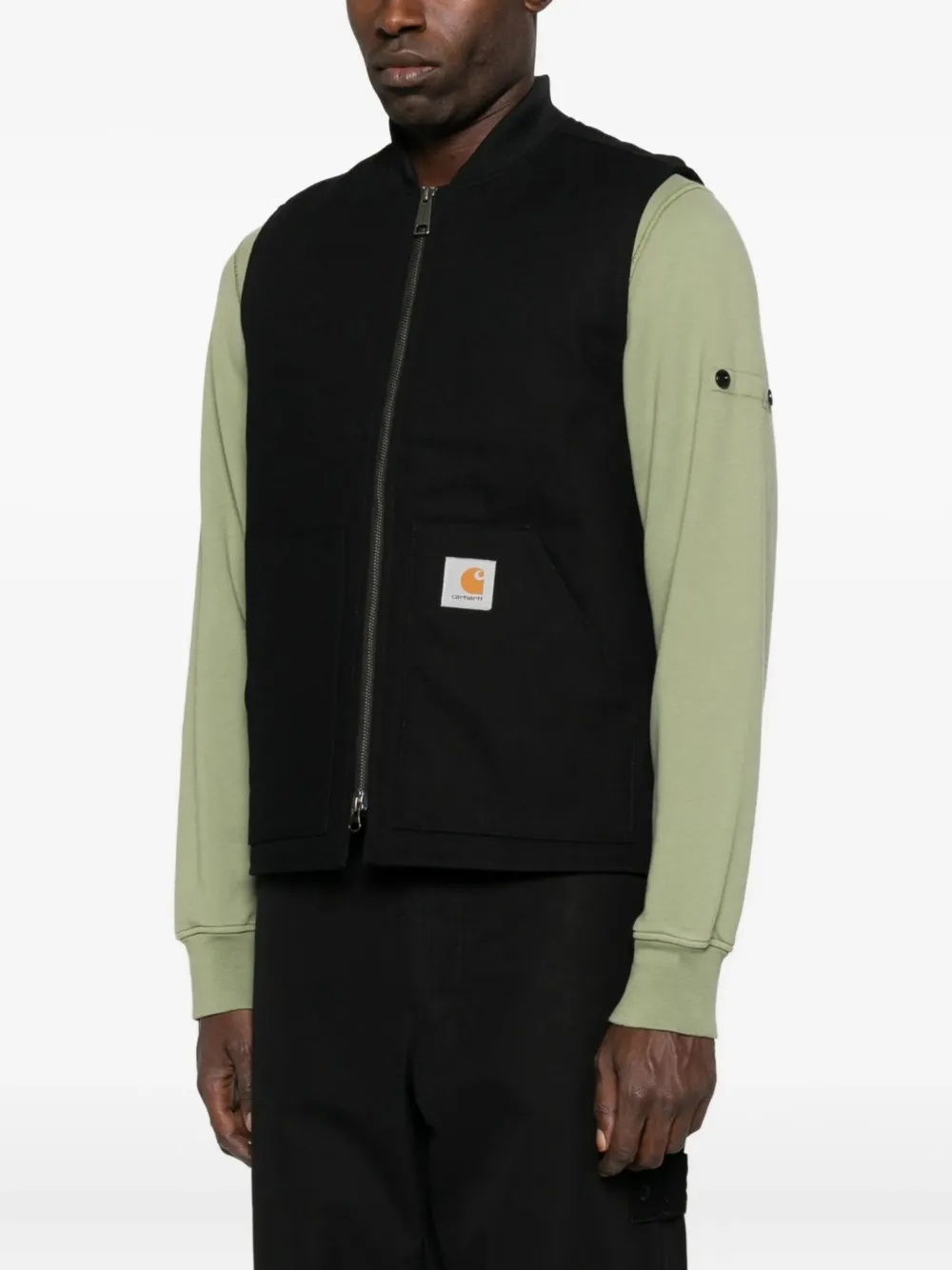 Carhartt WIP Gilet met opgestikte zak en rits Zwart