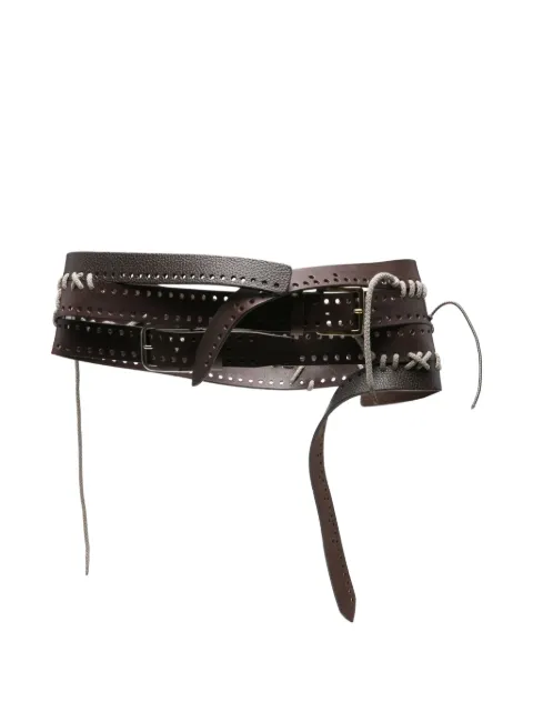Magliano perforated leather rope-detail belt