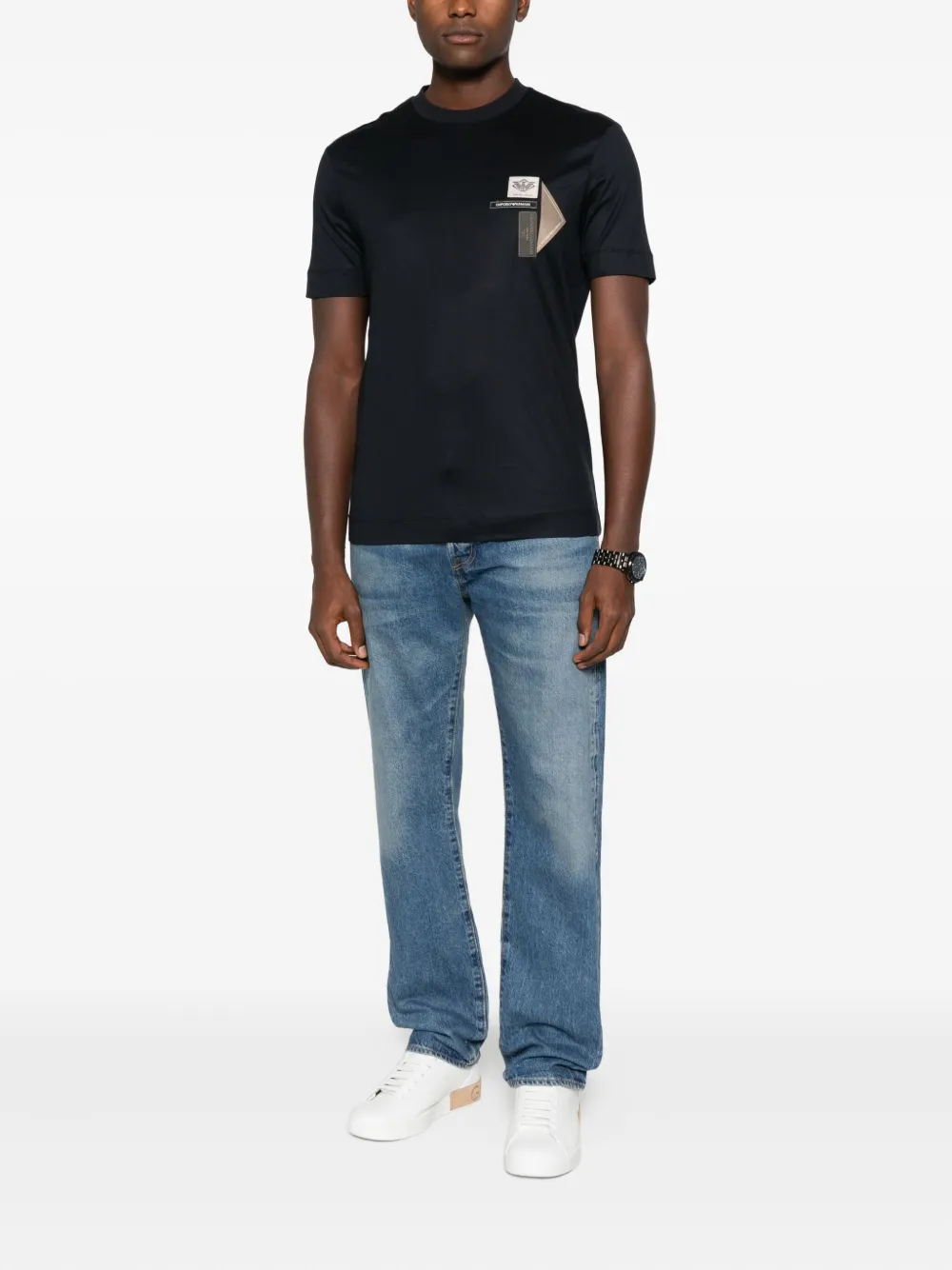 Emporio Armani T-shirt met logopatches - Zwart