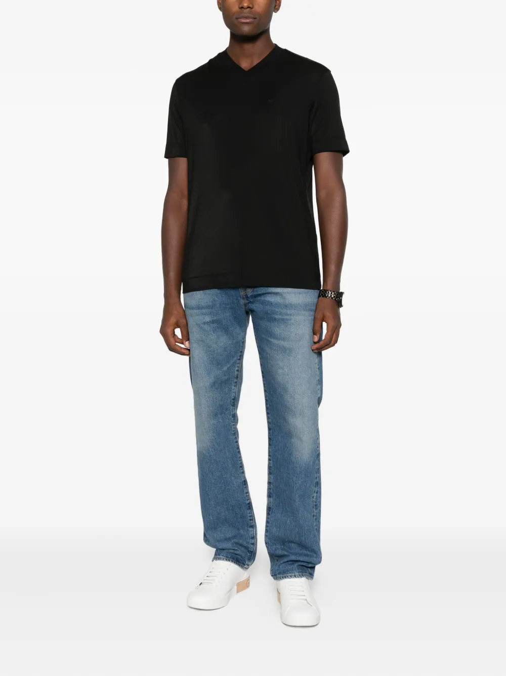 Emporio Armani eagle-embroidered T-shirt - Beige