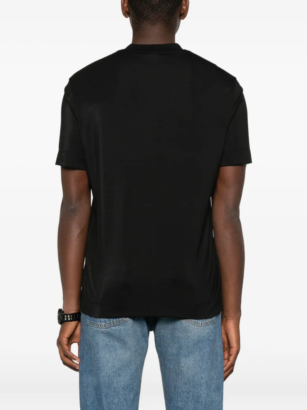 Emporio Armani Eagle-embroidered T-shirt In Black