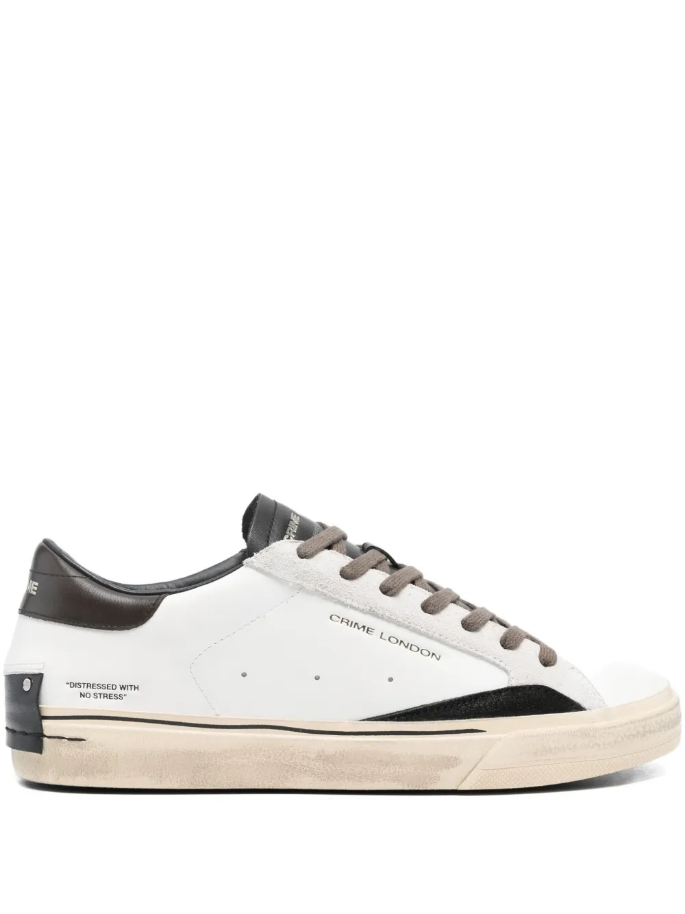 Crime London Distressed leather sneakers White