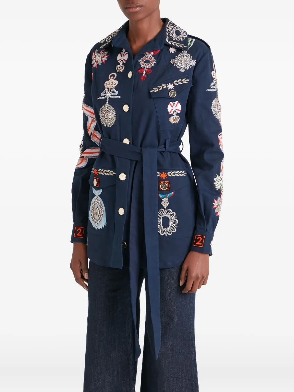 Temperley London Belted Shirt Jacket In Blue