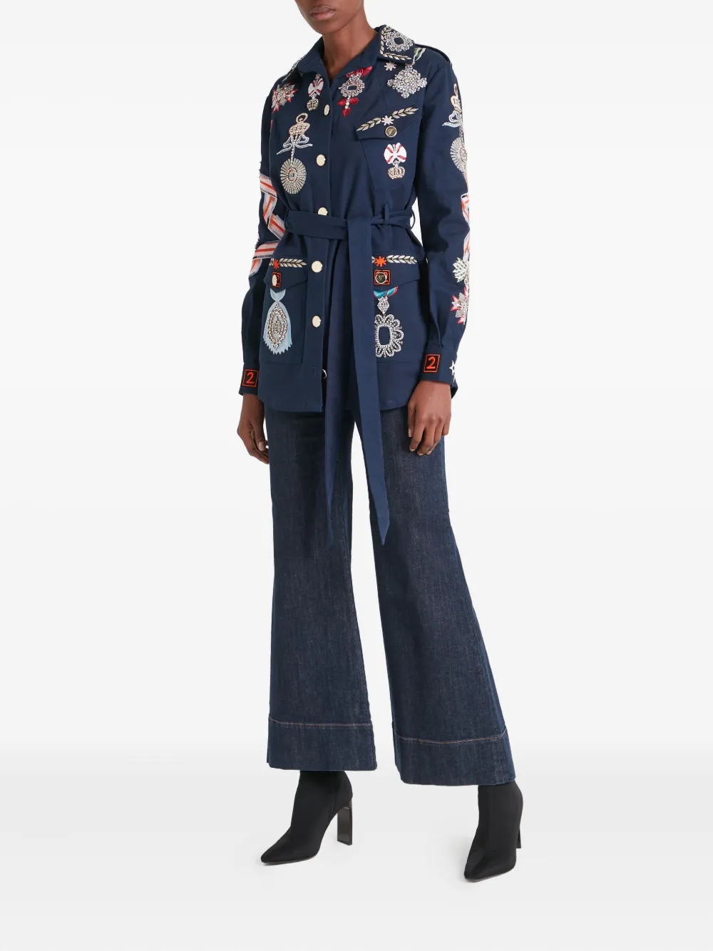 Temperley London Belted Shirt Jacket In Blue